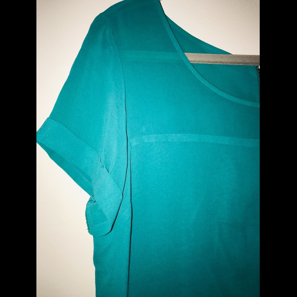 Forever 21 Love 21 teal short sleeve top large - Picture 2 of 5